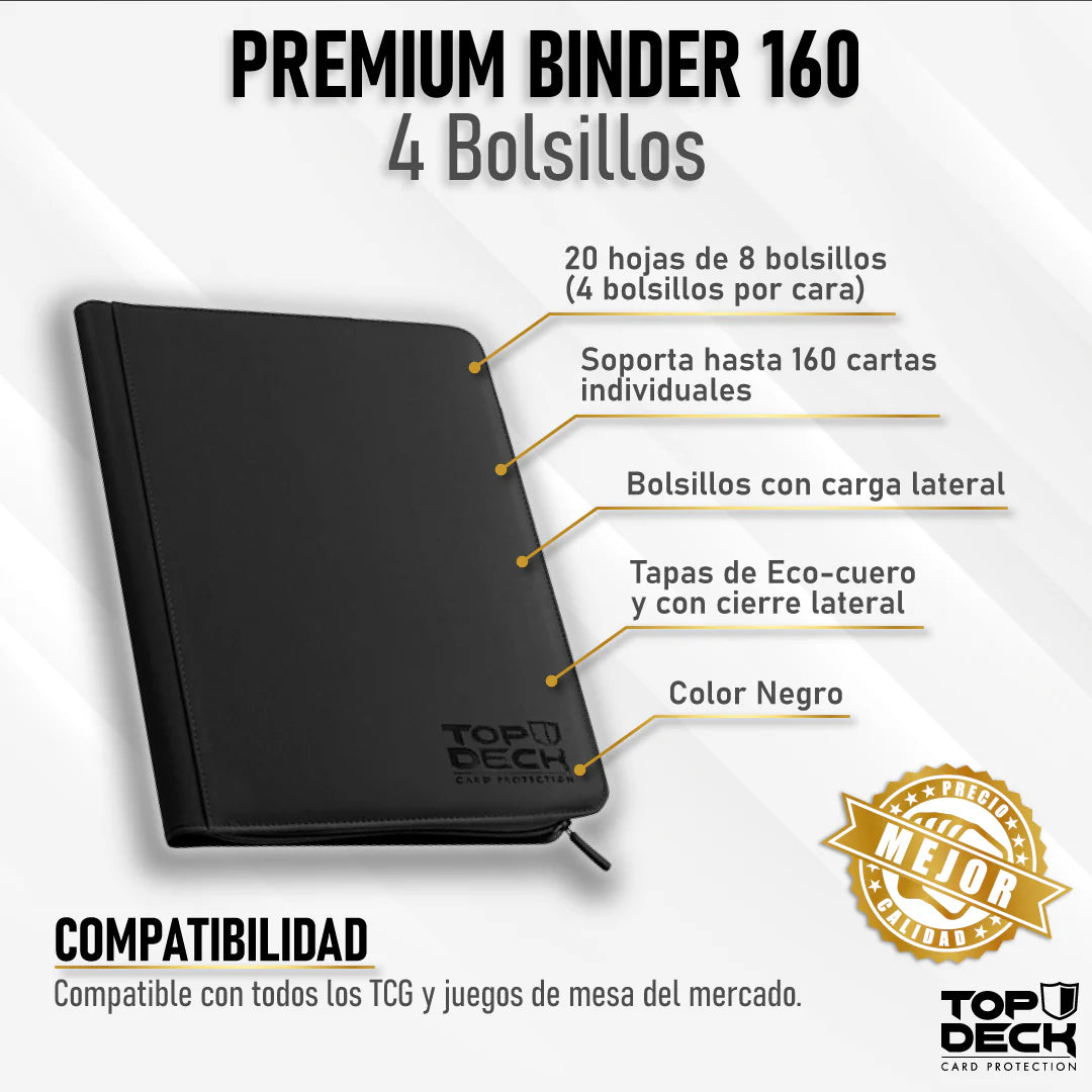 Carpeta Ecocuero Pequeña 4 Bolsillos 160 Espacios Top Deck