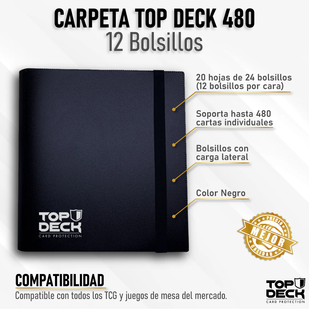 Carpeta Grande 12 Bolsillos 480 Espacios Top Deck