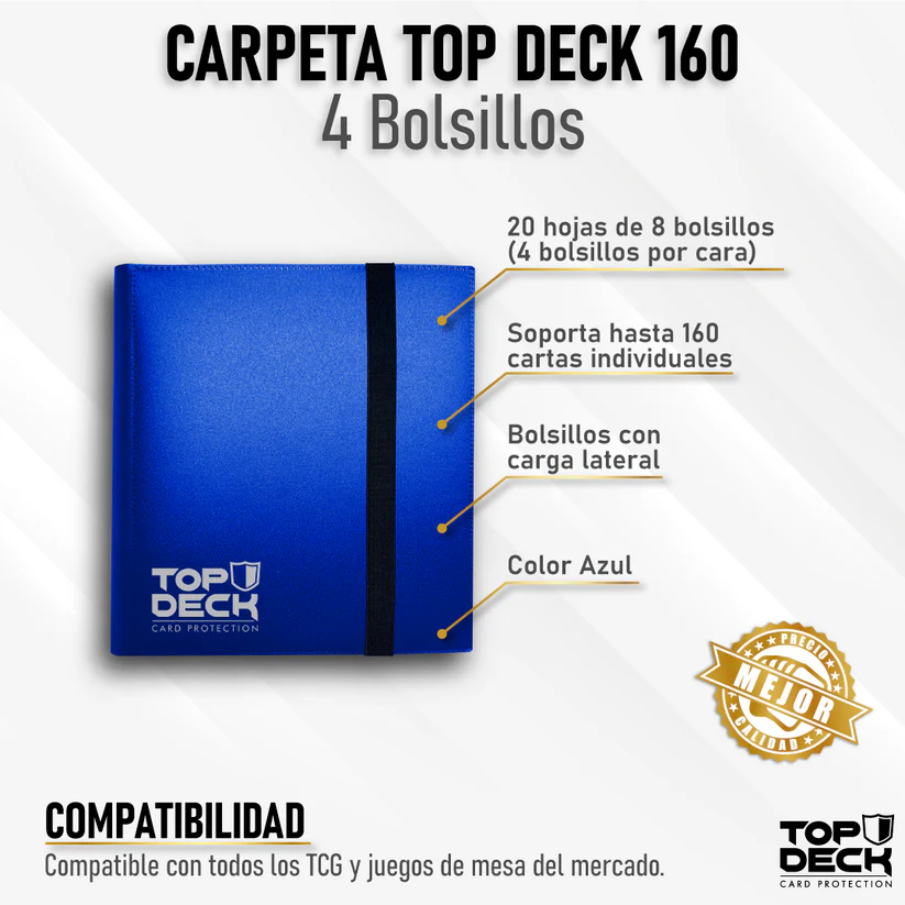 Carpeta Pequeña 4 Bolsillos 160 Espacios Top Deck