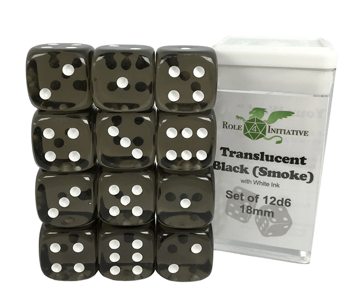 Set 12d6 Translucent Black (Smoke) w/ White