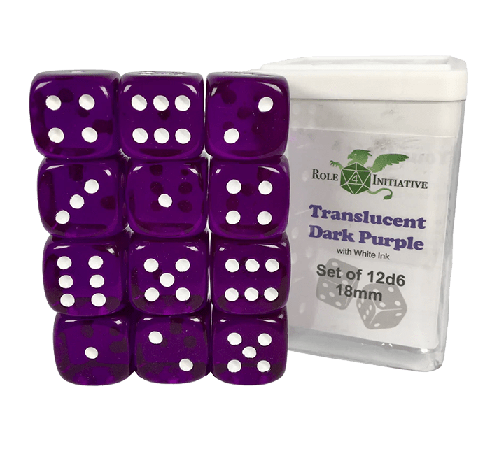 Set 12d6 Translucent Dark Purple w/ White
