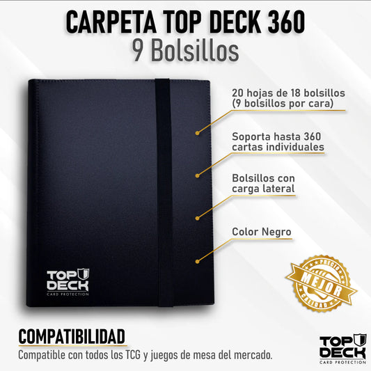 Carpeta Mediana 9 Bolsillos 360 Espacios Top Deck