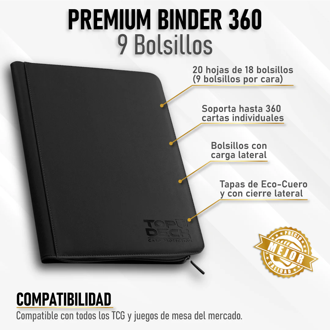 Carpeta Ecocuero Mediana 9 Bolsillos 360 Espacios Topdeck