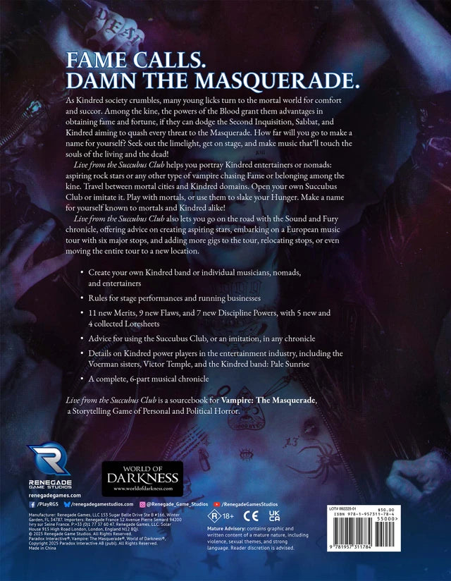 Vampire: The Masquerade, 5e: Live from the Succubus Club Sourcebook